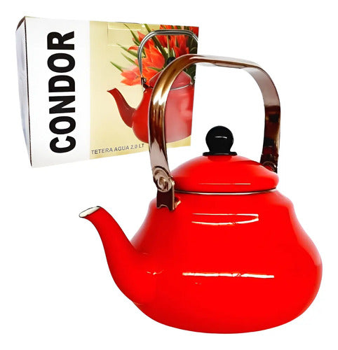 Tetera 2 Litros Enlozada Condor Roja