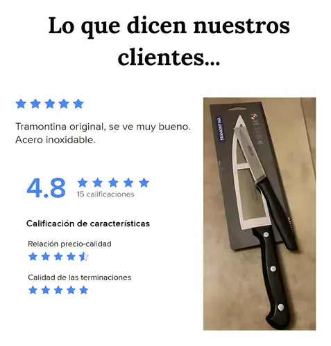 Cuchillo Medio Golpe 20 Cm + Cuchillo Puntilla   Negro