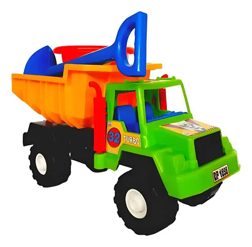 Camión Tolva Juguete Didactico Niños Con Balde Y Pala Verde Verde