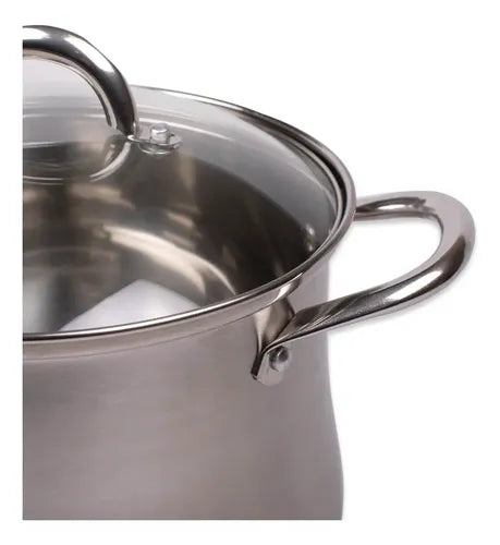 Olla Acero Inoxidable 22 Cm Con Tapa Vidrio Doral Kassel Acero