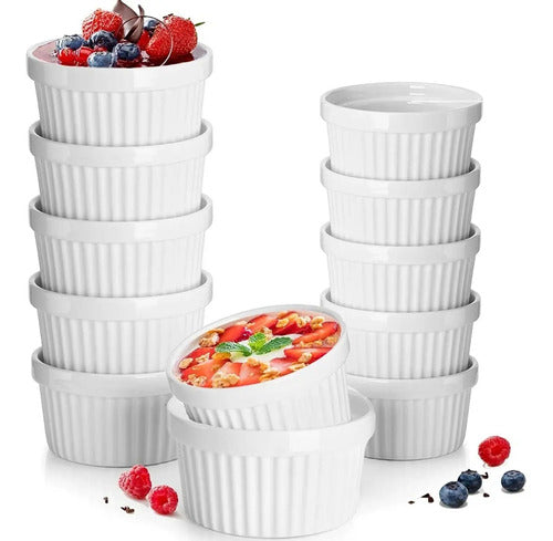 Pack 12 Ramekin Pocillo Blanco Apto Para Horno 120ml Blanco Elegante