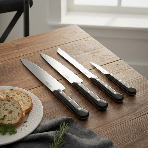 Set Cuchillo De Cocina 4 Piezas Negro