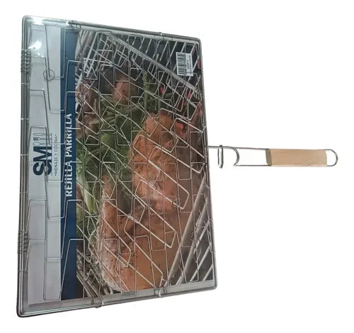 Bandeja Asadera Budinera Acero Inox 60x40 + Rejilla Parrilla Gris