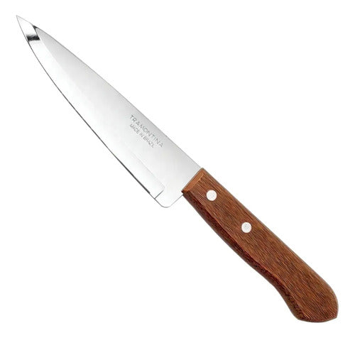 Pack 3 Cuchillos Cocineros Tramontina Mango Madera + Prof. Marrón