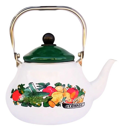 Tetera Agua Enlozada 2 Lts. Grand Chef Condor Blanco