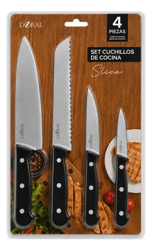 Set Cuchillo De Cocina 4 Piezas Negro