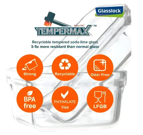 Taper Hermético Vidrio Rectangular Comida 400ml Transparente