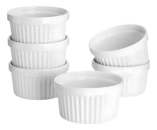 Pack 4 Ramekin Pocillo Blanco Para Horno 270ml Blanco Elegante