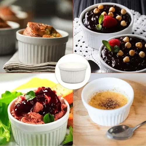 Pack 4 Ramekin Pocillo Blanco Para Horno 270ml Blanco Elegante