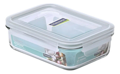 Taper Hermético Vidrio Rectangular Comida 400ml Transparente