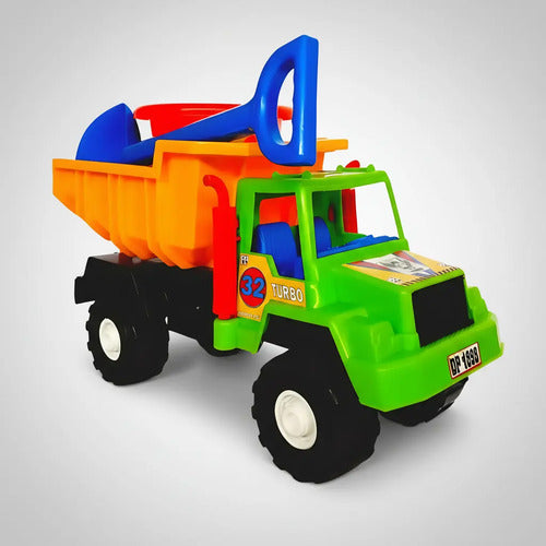 Camión Tolva Juguete Didactico Niños Con Balde Y Pala Verde Verde