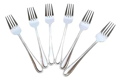 Pack 12 Tenedores + 12 Cuchillos De Mesa Acero Inoxidable Plateado