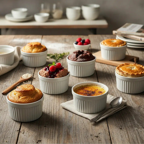 Pack 4 Ramekin Blanco Pocillo Para Horno 120ml Blanco