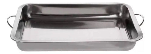 Bandeja Asadera Budinera Acero Inoxidable Profunda 60x40 Gris