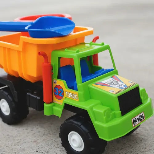 Camión Tolva Juguete Didactico Niños Con Balde Y Pala Verde Verde