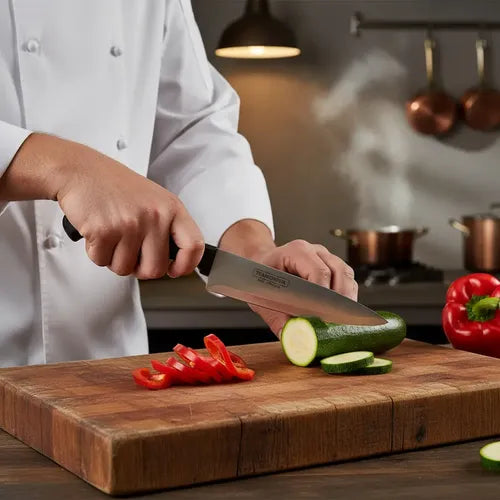 Cuchillo Cocina Medio Golpe 20 Cms Tramontina Negro