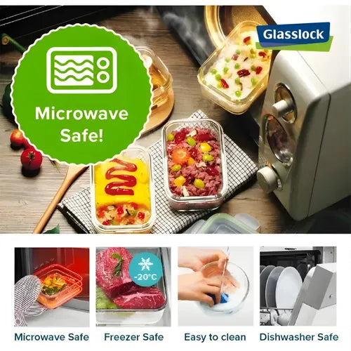 Taper Hermético Vidrio Rectangular Comida 400ml Transparente
