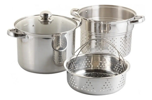 Olla Cuece Pastas Y Verduras 24cm Dussel Isel Gris