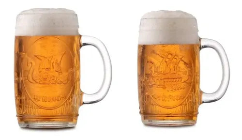 4 Vasos Cerveceros / Shoperos 480ml Vikingos Color Transparente