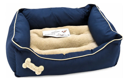Cama Para Mascota Acolchada Azul Oscuro
