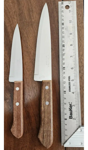 Pack 2 Cuchillos Cocinero + Cuchillo Pelador Papa Tramontina Marrón