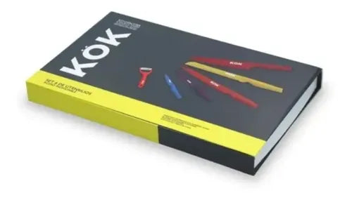 Set 6 Piezas De Cuchillos De Cocina Colores Kok Blanco