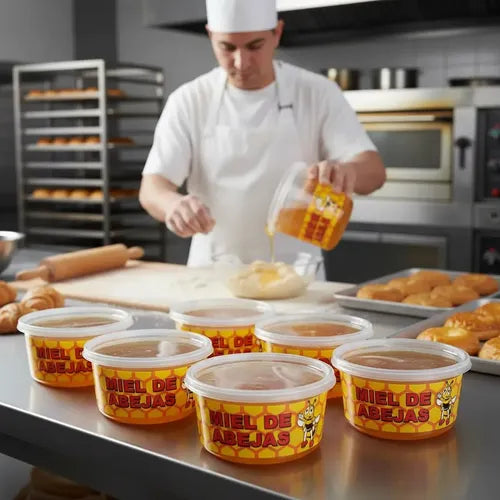 Pack 15 Envases Desechables Para Miel 1/2 Kilo Con Tapa