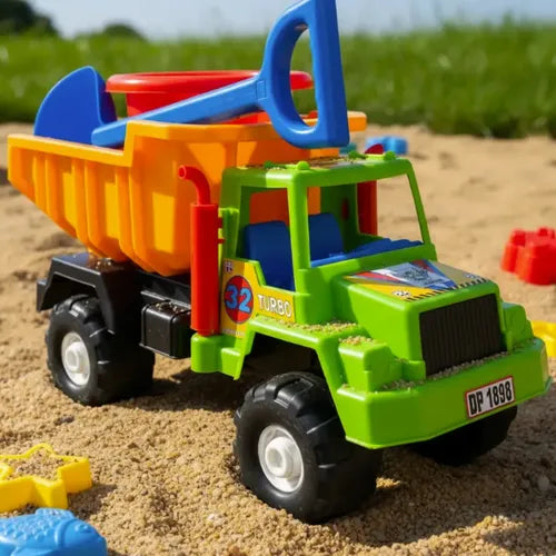 Camión Tolva Juguete Didactico Niños Con Balde Y Pala Verde Verde