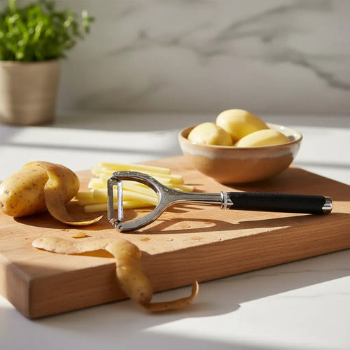 Pack Prensa De Ajo + Pelapapas Y Verduras Plateado