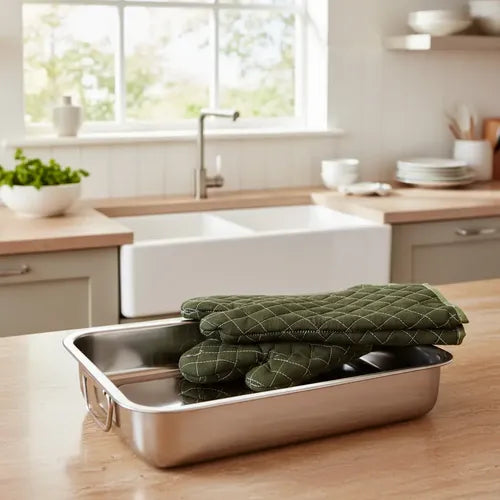 Pack Guantes + Budinera Para Panadería, Cocina Y Hornos Verde