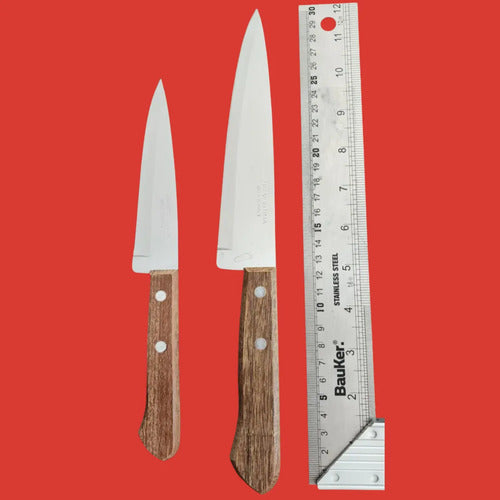 Pack 3 Cuchillos Cocineros Tramontina Mango Madera + Prof. Marrón