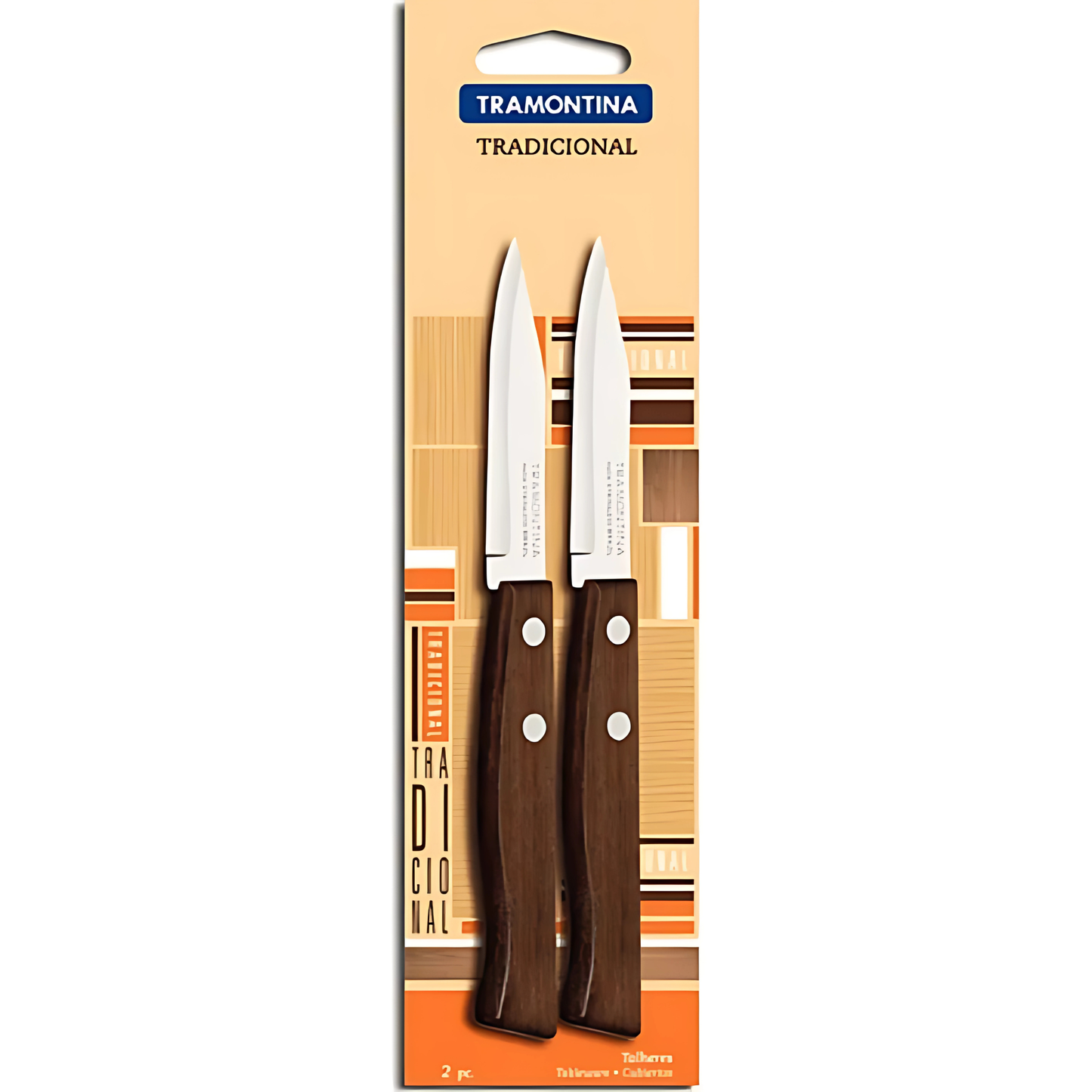Pack Cuchillo Pelador De Papa Tramontina 17 Cm Color Marrón Oscuro